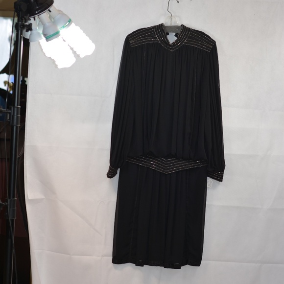 Vintage Wayne Clark Beaded Dress SZ 10 -#B25 - Picture 2 of 8